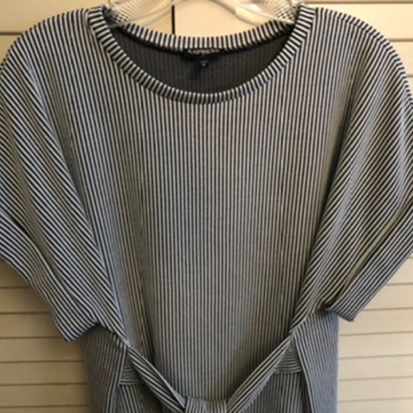 Express Tie Front Soft Striped Top M - Picture 7 of 11